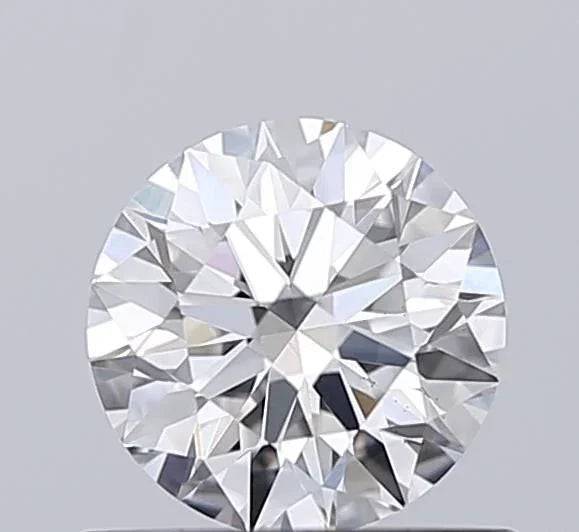 Runder weißer Diamant mit Brillantschliff auf neutralem Hintergrund