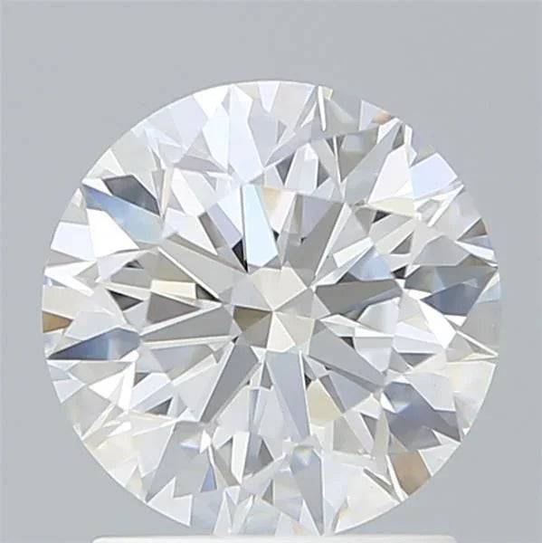Runder Brillant-Schliff Diamant, facettierter Edelstein auf grauem Hintergrund
