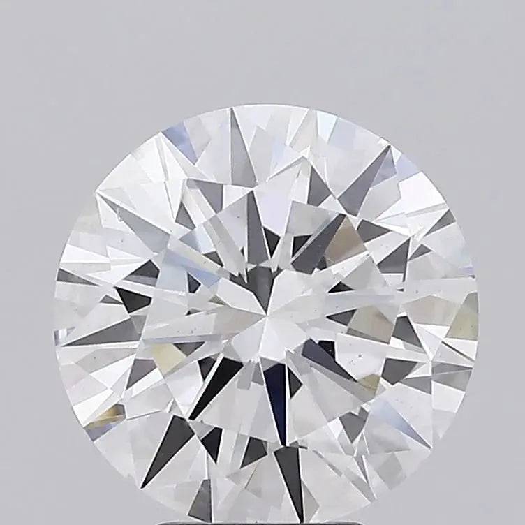 Runder, funkelnder Diamant brillant Schliff, weiß, auf grauem Hintergrund