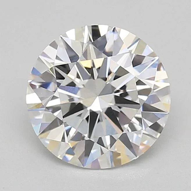 Runder, funkelnder Diamant auf weißem Hintergrund, Brillantschliff, lose Edelstein