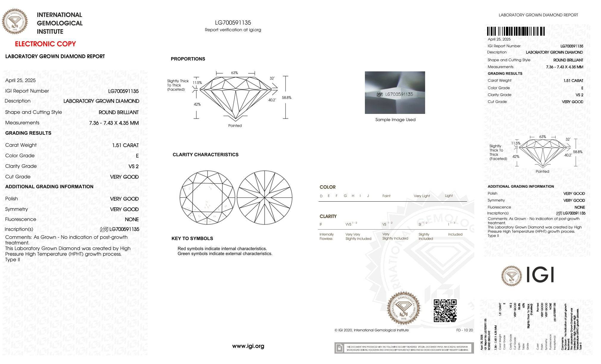 1,51ct IGI Diamant, E/ VS2, Labordiamant, Lab Grown, Zertifikat, CVD, HPHT - gems4u.eu