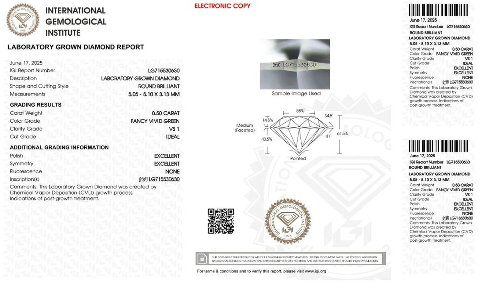 ROSWELL Solitärring 0,50ct Grüner Fancy Diamant Lab Grown IGI Continuum™ Silber
