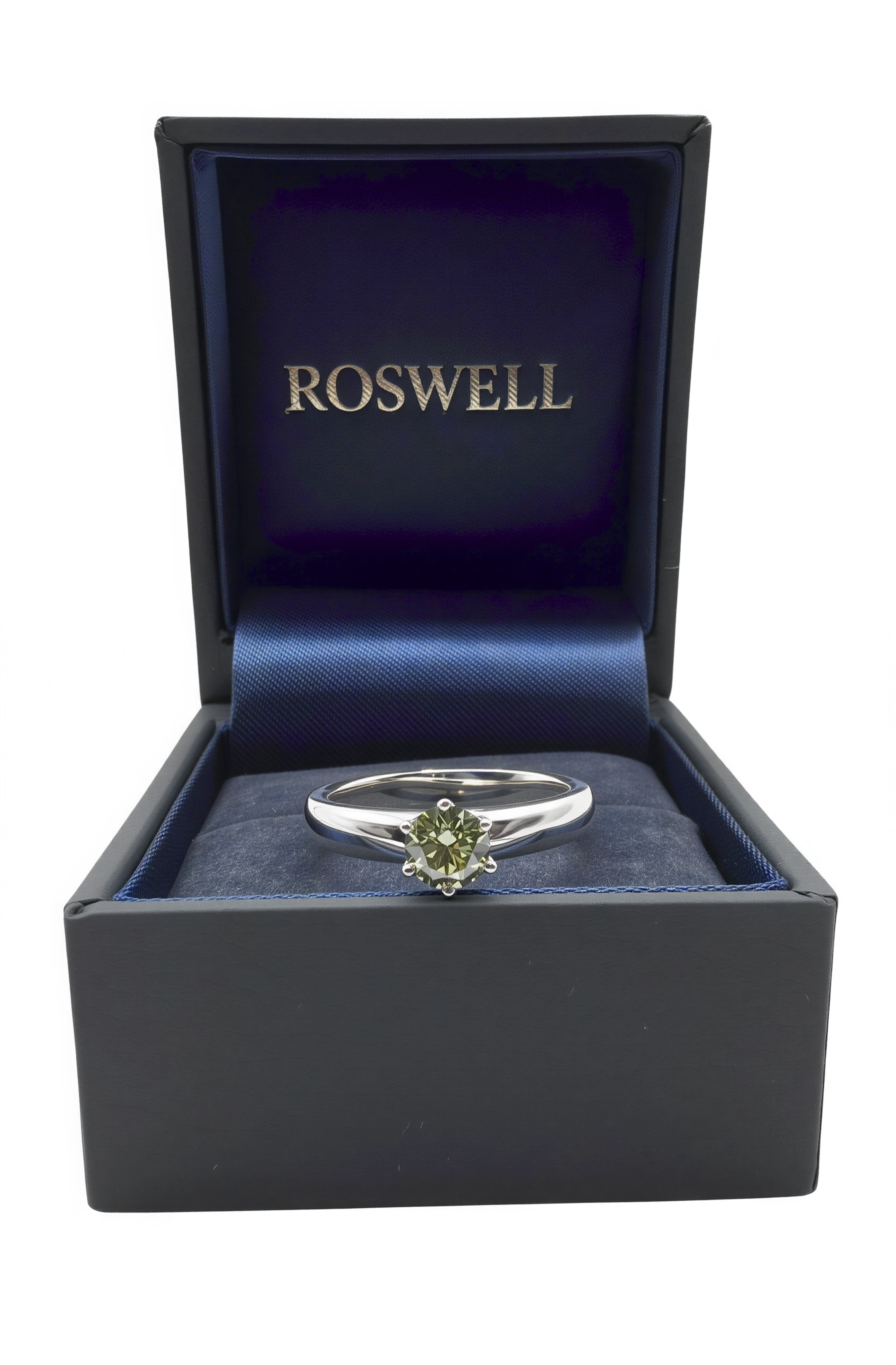 ROSWELL Solitärring 0,50ct Grüner Fancy Diamant Lab Grown IGI Continuum™ Silber