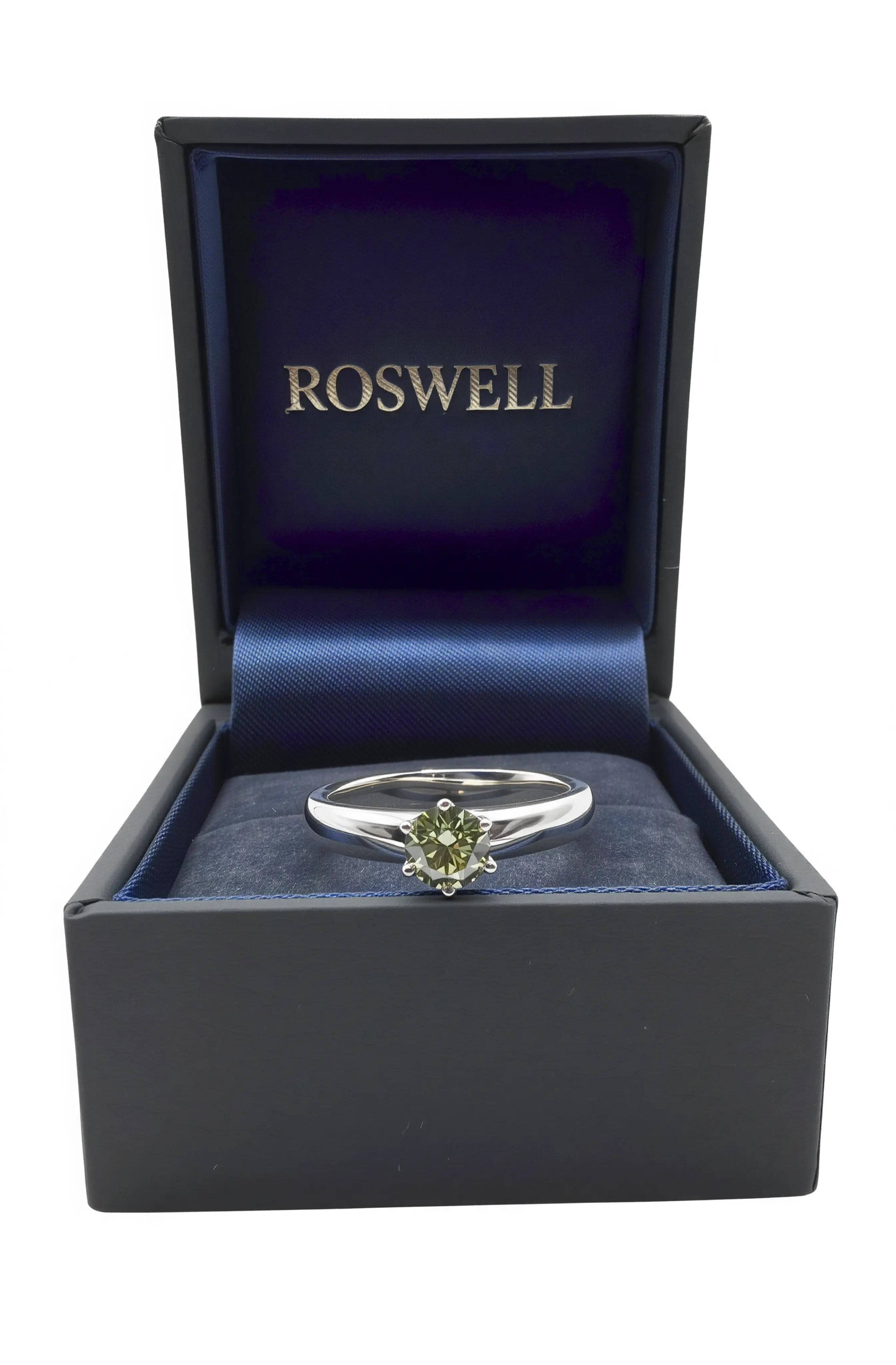 ROSWELL Solitärring 0,50ct Grüner Fancy Diamant Lab Grown IGI Continuum™ Silber - gems4u.eu