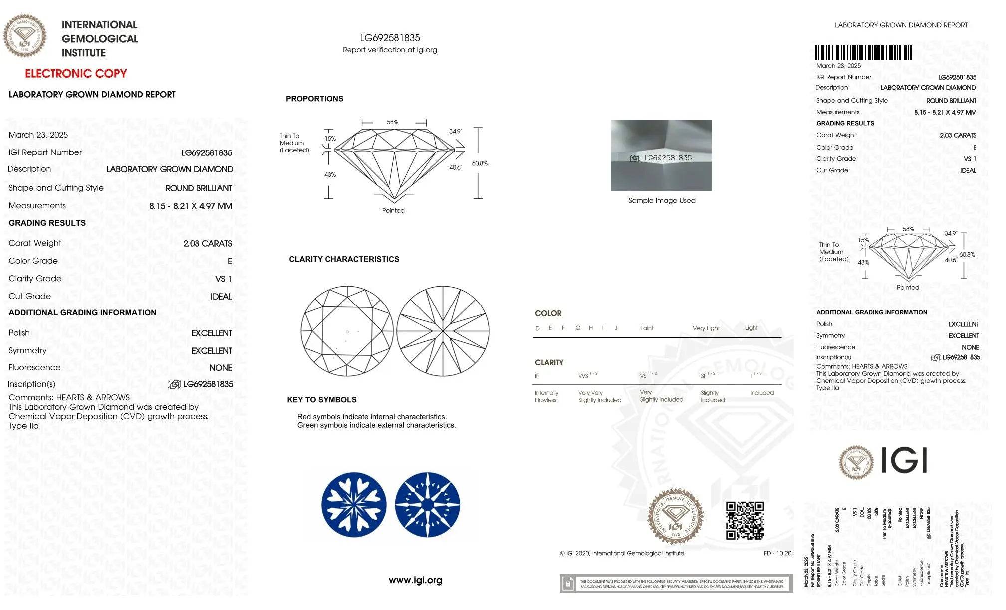 2,03ct IGI Diamant, E/ VS1, Labordiamant, Lab Grown, CVD, HPHT, Hearts & Arrows - gems4u.eu