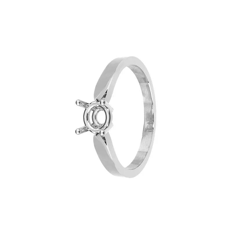 Ringrohling aus Weißgold mit Fassung und dicken Krappen, für Diamanten geeignet