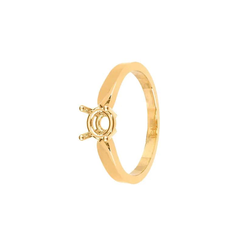 Ringrohling aus Gelbgold mit dicken Krappen und Knife-Edge-Schiene, Fassung für Edelstein