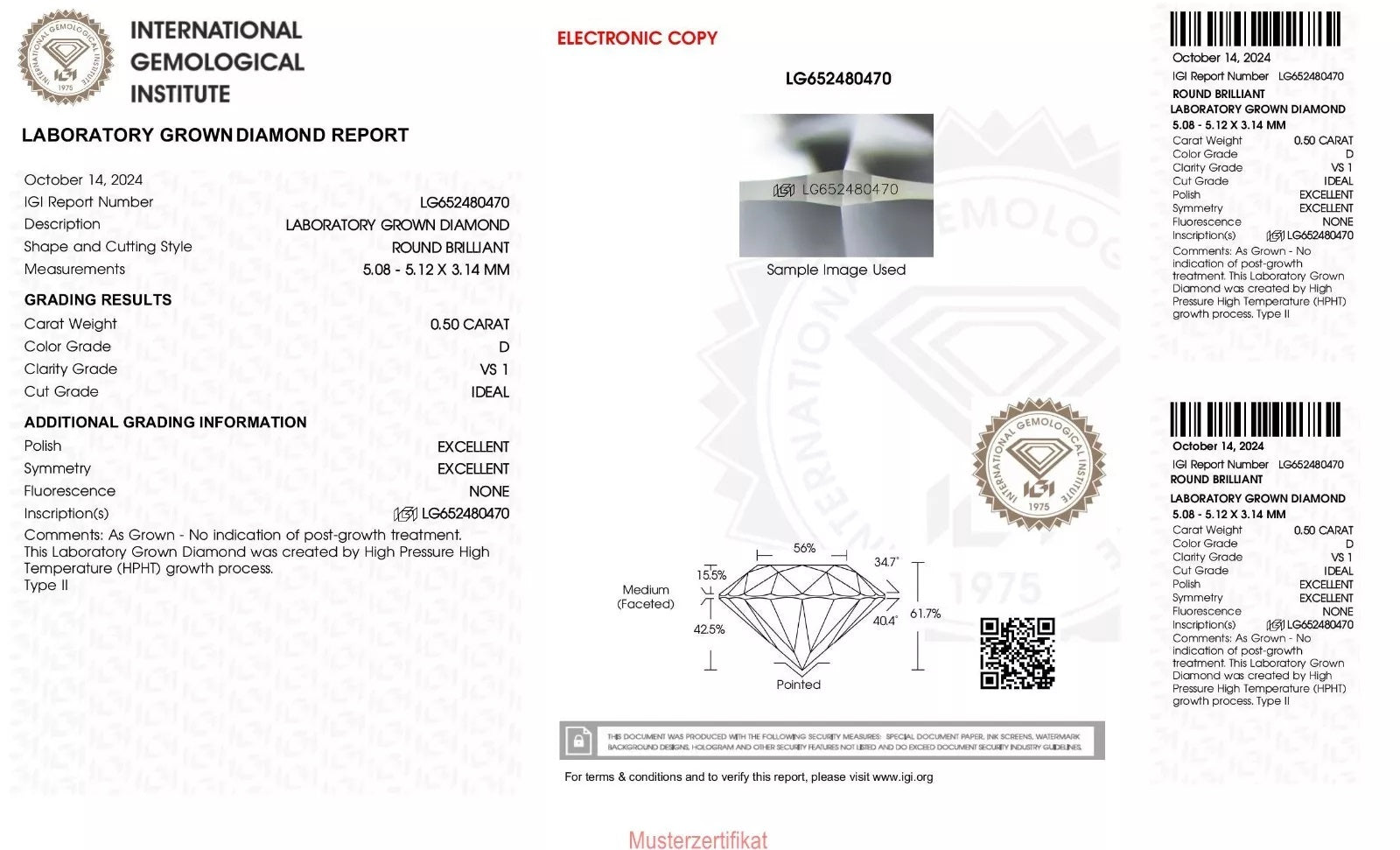 0.50ct IGI diamond, D/ VS1, laboratory diamond, lab grown, certificate, CVD, HPHT