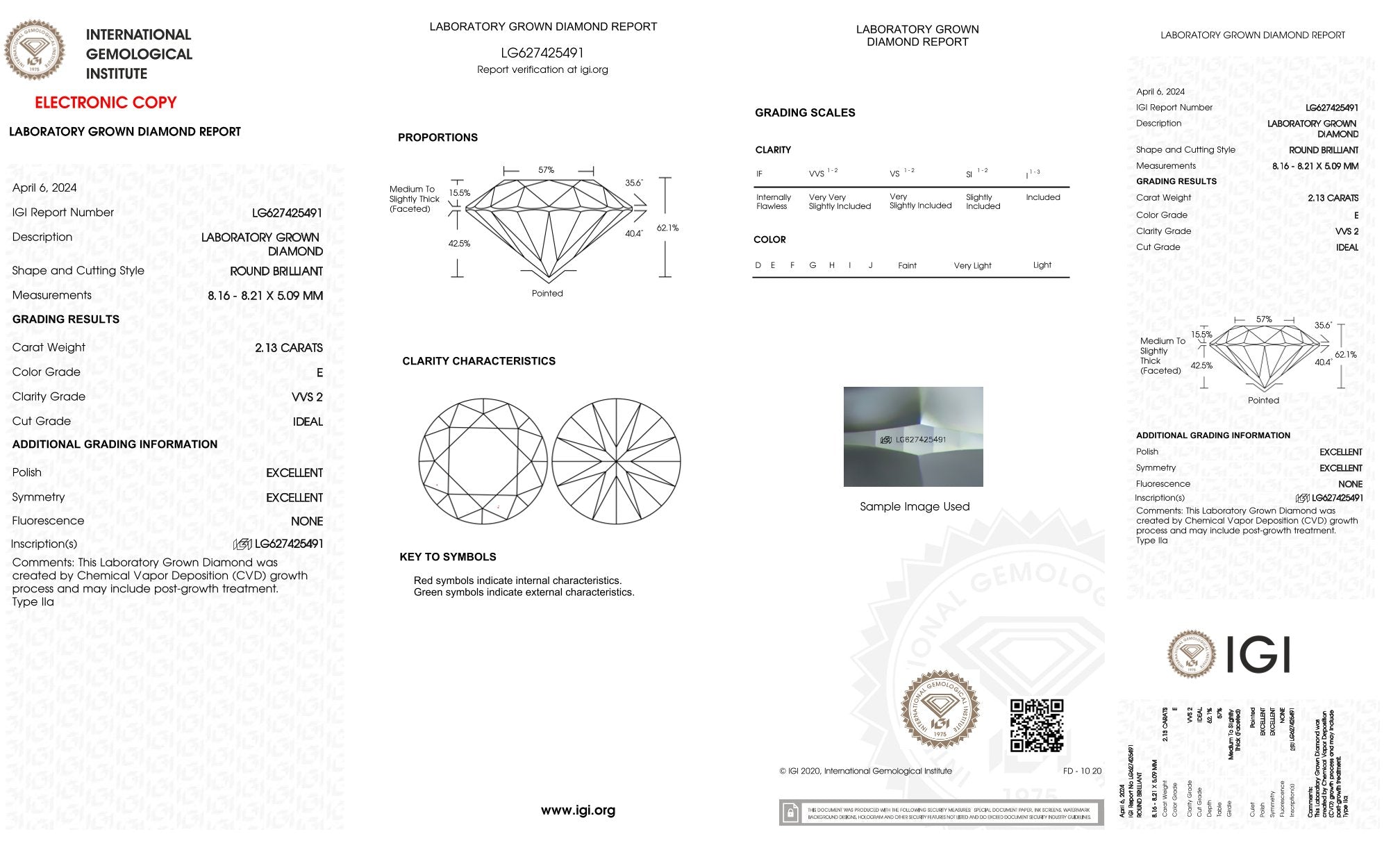 2,13ct IGI Diamant, E/ VVS2, Labordiamant, Lab Grown, Zertifikat, CVD, HPHT