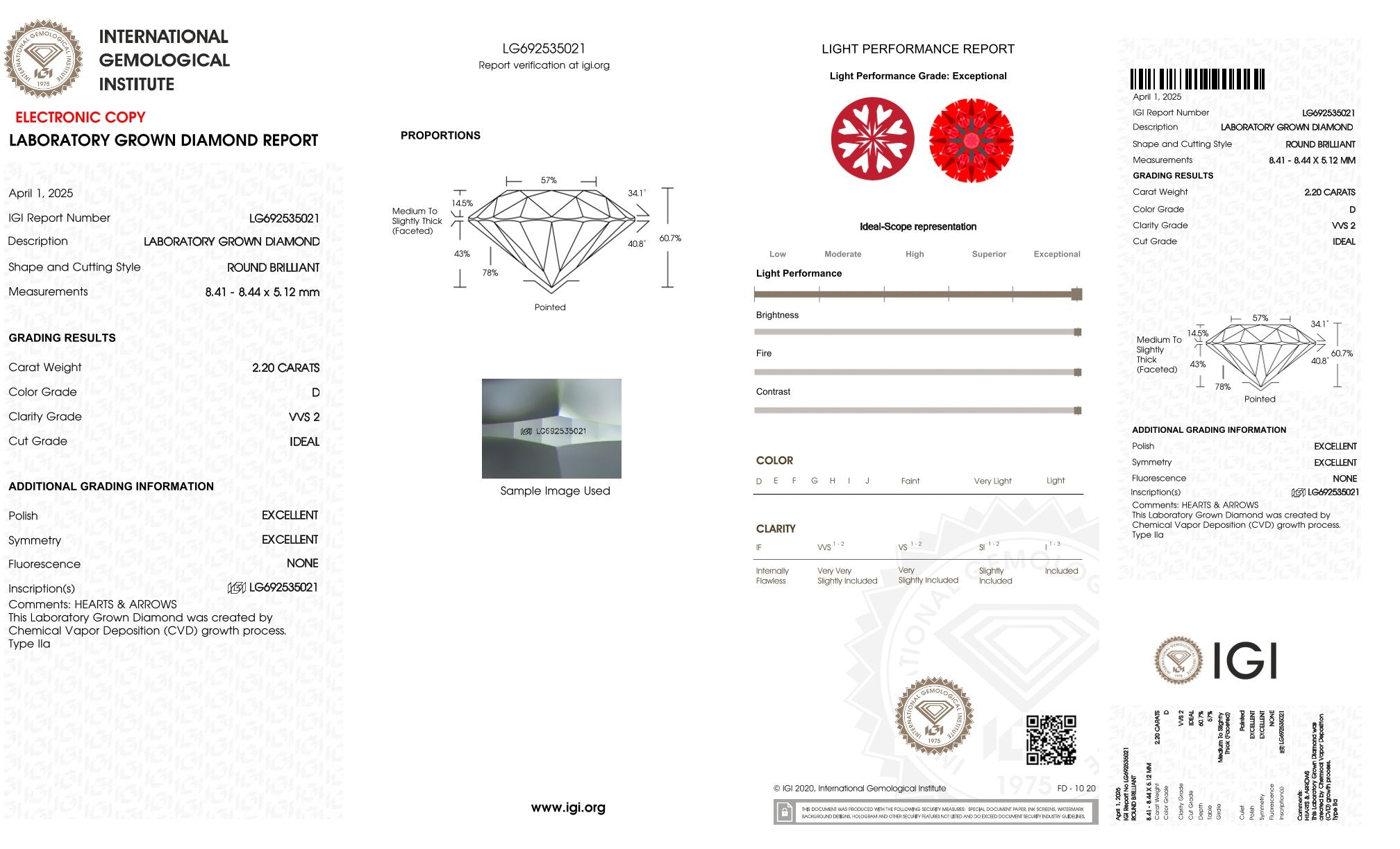 2,20ct IGI Diamant, D/ VVS2, Labordiamant, Lab Grown, Zertifikat, CVD, HPHT